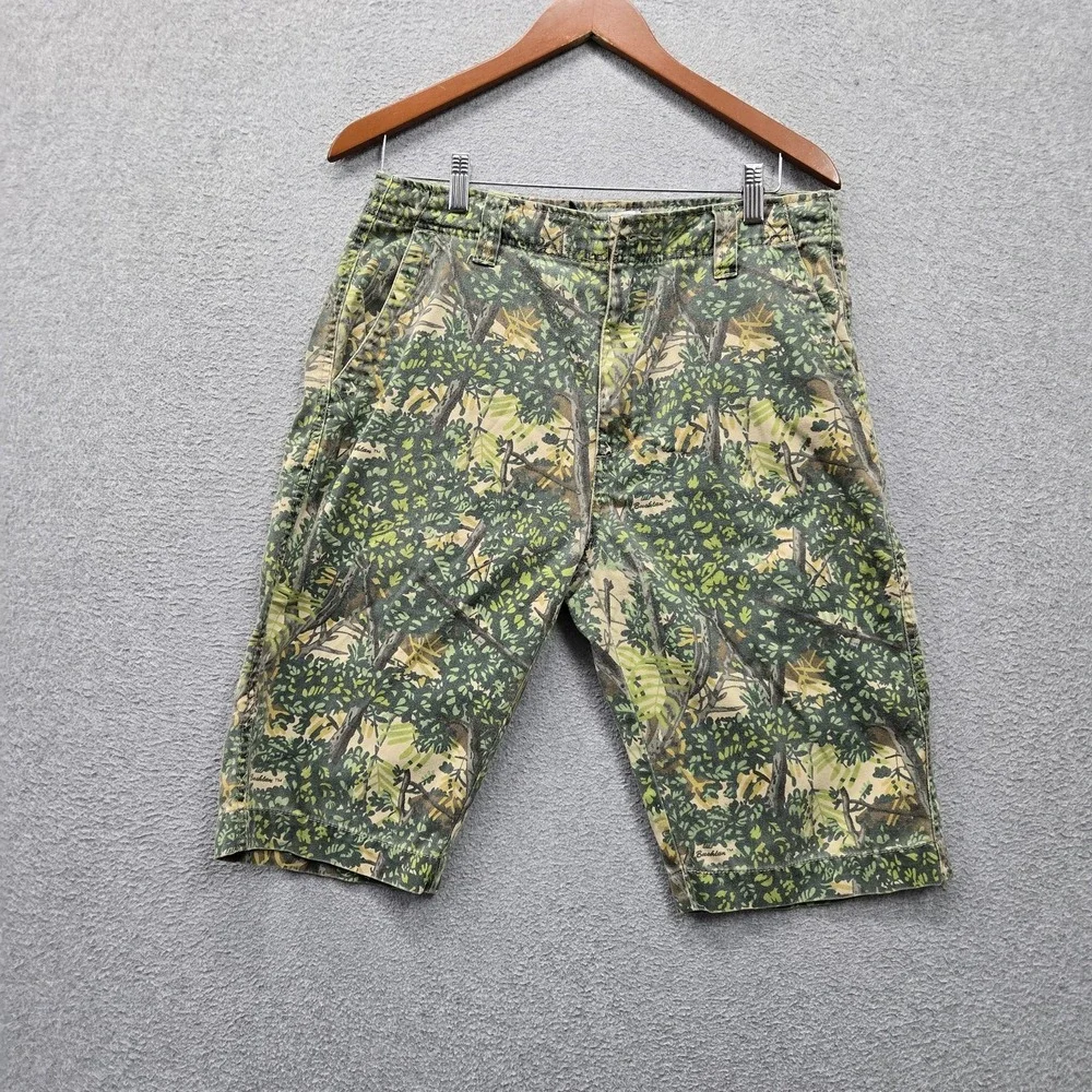Aeropostale Men Shorts 32 Green Camouflage Forest Bushlan Pockets 11